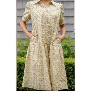 Ivy City Co Genevieve Drop Waist Puff Sleeve Dress Size S Prairie Cottagecore